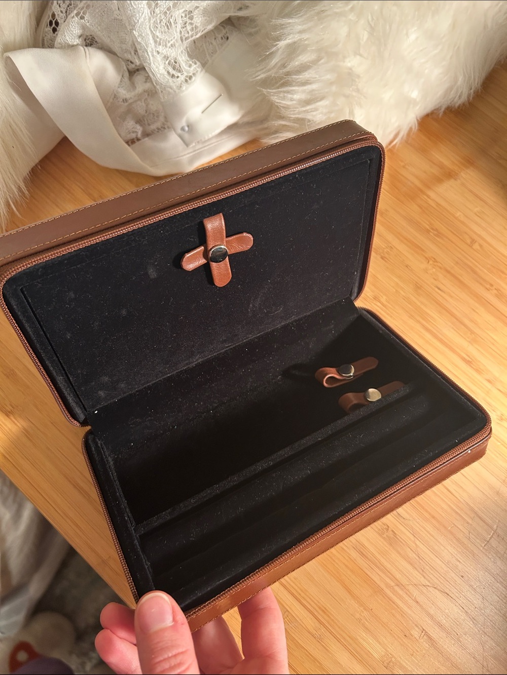 Brown Leather Jewelry Travel Case - Women's Jewelry Organizer